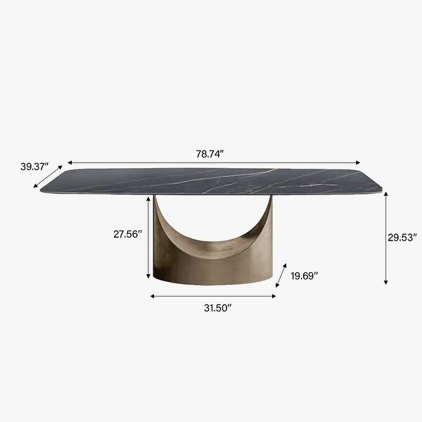 79" Hobart Modern Dining Table with Black Rectangular Sintered Stone